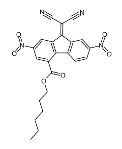 9-Dicyanomethylene-2,7-dinitro-9H-fluorene-4-carboxylic acid hexyl ester结构式