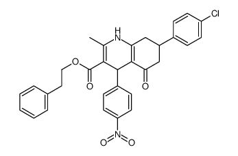 2-phenylethyl 7-(4-chlorophenyl)-2-methyl-4-(4-nitrophenyl)-5-oxo-4,6,7,8-tetrahydro-1H-quinoline-3-carboxylate Structure