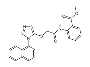 methyl 2-(2-(1-(naphthalen-1-yl)-1H-tetrazol-5-ylthio)acetamido)benzoate structure