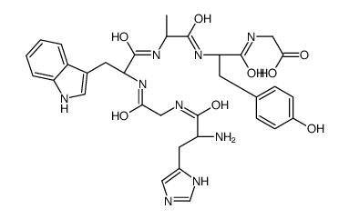 2-[[(2S)-2-[[(2S)-2-[[(2S)-2-[[2-[[(2S)-2-amino-3-(1H-imidazol-5-yl)propanoyl]amino]acetyl]amino]-3-(1H-indol-3-yl)propanoyl]amino]propanoyl]amino]-3-(4-hydroxyphenyl)propanoyl]amino]acetic acid结构式