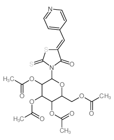 [3,4,5-triacetyloxy-6-[(5Z)-4-oxo-5-(pyridin-4-ylmethylidene)-2-sulfanylidene-thiazolidin-3-yl]oxan-2-yl]methyl acetate Structure
