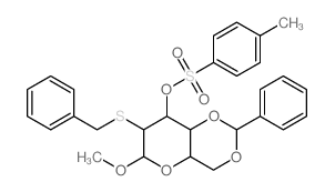 a-D-Altropyranoside, methyl2-S-(phenylmethyl)-4,6-O-(phenylmethylene)-2-thio-, 4-methylbenzenesulfonate(9CI)结构式