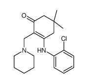 3-(2-chloroanilino)-5,5-dimethyl-2-(piperidin-1-ylmethyl)cyclohex-2-en-1-one Structure