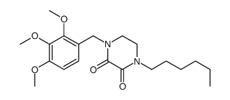 1-hexyl-4-[(2,3,4-trimethoxyphenyl)methyl]piperazine-2,3-dione Structure