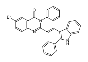 6-bromo-3-phenyl-2-[(E)-2-(2-phenyl-1H-indol-3-yl)ethenyl]quinazolin-4-one结构式