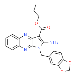 Propyl 2-amino-1-(1,3-benzodioxol-5-ylmethyl)-1H-pyrrolo[2,3-b]quinoxaline-3-carboxylate结构式