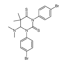 1,3-Bis(4-bromphenyl)-6-(dimethylamino)-5,6-dihydro-5,5-dimethyl-2,4(1H,3H)-pyrimidindithion结构式