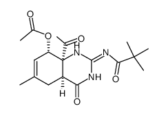 2-pivalamido-6-methyl-8β-acetoxy-9β-acetyl-3,4,5,8,9,10β-hexahydroquinazolin-4-one结构式