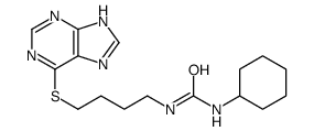 1-cyclohexyl-3-[4-(7H-purin-6-ylsulfanyl)butyl]urea结构式