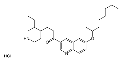 3-(3-ethyl-4-piperidyl)-1-[6-[(1-methylheptyl)oxy]-3-quinolyl]propan-1-one monohydrochloride structure