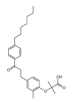 2-[2-methyl-4-[3-[4-(heptyl)phenyl]-3-oxo-propyl]phenoxy]-2-methyl-propanoic acid结构式