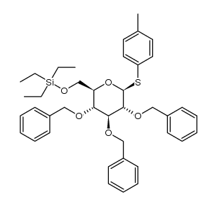 p-methylphenyl 2,3,4-tri-O-benzyl-6-O-triethyl-silyl-1-thio-β-D-glucopyranoside Structure