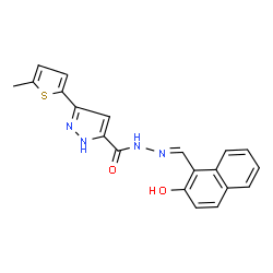 (E)-N-((2-hydroxynaphthalen-1-yl)methylene)-3-(5-methylthiophen-2-yl)-1H-pyrazole-5-carbohydrazide结构式