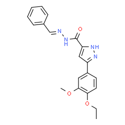 (E)-N-benzylidene-3-(4-ethoxy-3-methoxyphenyl)-1H-pyrazole-5-carbohydrazide结构式