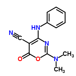 4-Anilino-2-(dimethylamino)-6-oxo-6H-1,3-oxazine-5-carbonitrile结构式