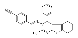 4-[(E)-(4-phenyl-2-sulfanylidene-1,4,5,6,7,8-hexahydro-[1]benzothiolo[2,3-d]pyrimidin-3-yl)iminomethyl]benzonitrile Structure