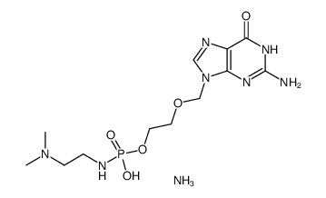 9-(2-hydroxyethoxymethyl)guanine phosphoromono-N,N-dimethylaminoethylamidate结构式