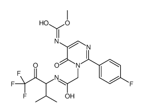 2-(4-fluorophenyl)-5-((methoxycarbonyl)amino)pyrimidin-4-one-3-ethanoylvaline-trifluoromethylketone Structure