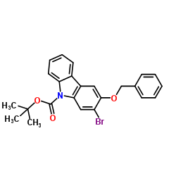 2-Methyl-2-propanyl 3-(benzyloxy)-2-bromo-9H-carbazole-9-carboxylate Structure