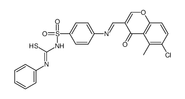 Benzenesulfonamide, 4-(((6-chloro-5-methyl-4-oxo-4H-1-benzopyran-3-yl) methylene)amino)-N-((phenylamino)thioxomethyl)-结构式