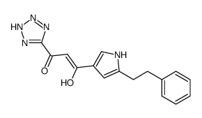 3-hydroxy-3-[5-(2-phenylethyl)-1H-pyrrol-3-yl]-1-(2H-tetrazol-5-yl)prop-2-en-1-one结构式