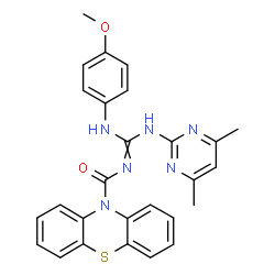 N-(4,6-dimethyl-2-pyrimidinyl)-N'-(4-methoxyphenyl)-N''-(10H-phenothiazin-10-ylcarbonyl)guanidine Structure