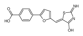 4-[5-[(E)-(2-amino-4-oxo-1,3-thiazol-5-ylidene)methyl]furan-2-yl]benzoic acid Structure