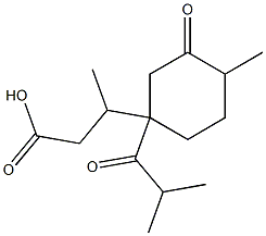 β,4-Dimethyl-1-(2-methyl-1-oxopropyl)-3-oxocyclohexanepropanoic acid structure