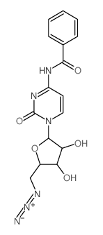 [5-(4-benzamido-2-oxo-pyrimidin-1-yl)-3,4-dihydroxy-oxolan-2-yl]methylimino-imino-azanium Structure