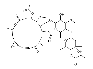 (12S,13S)-9-Deoxy-12,13-epoxy-12,13-dihydro-9-oxoleucomycin V 3-acetate 4''-butanoate structure