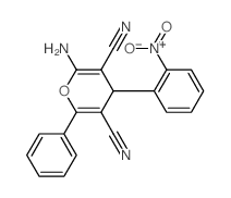 2-amino-4-(2-nitrophenyl)-6-phenyl-4H-pyran-3,5-dicarbonitrile结构式