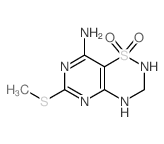 8-Amino-6-methylthio-3,4-dihydro-1,2H-pyrimido-1,2,4-(4,5-e)thiadiazine 1,1-dioxide结构式