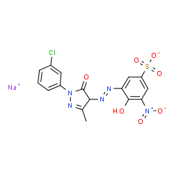 sodium 3-[[1-(3-chlorophenyl)-4,5-dihydro-3-methyl-5-oxo-1H-pyrazol-4-yl]azo]-4-hydroxy-5-nitrobenzenesulphonate picture