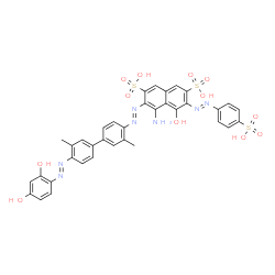 4-amino-3-[[4'-[(2,4-dihydroxyphenyl)azo]-3,3'-dimethyl[1,1'-biphenyl]-4-yl]azo]-5-hydroxy-6-[(4-sulphophenyl)azo]naphthalene-2,7-disulphonic acid结构式