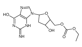 [(2R,3S,5R)-5-(2-amino-6-oxo-3H-purin-9-yl)-3-hydroxyoxolan-2-yl]methyl ethyl carbonate结构式