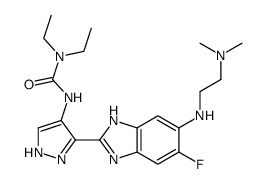 3-{3-[6-(2-dimethylaminoethylamino)-5-fluoro-1H-benzimidazol-2-yl]-1H-pyrazol-4-yl}-1,1-diethylurea Structure