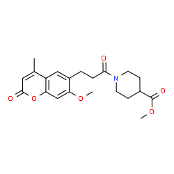 methyl 1-[3-(7-methoxy-4-methyl-2-oxo-2H-chromen-6-yl)propanoyl]piperidine-4-carboxylate structure
