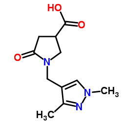 1-[(1,3-Dimethyl-1H-pyrazol-4-yl)methyl]-5-oxo-3-pyrrolidinecarboxylic acid Structure