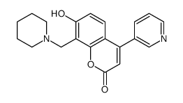 7-hydroxy-8-(piperidin-1-ylmethyl)-4-pyridin-3-ylchromen-2-one结构式