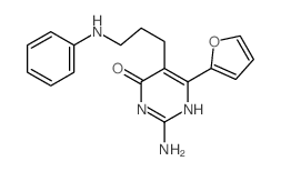 4(3H)-Pyrimidinone,2-amino-6-(2-furanyl)-5-[3-(phenylamino)propyl]- structure