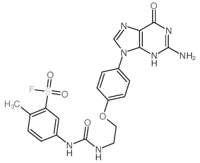 Benzenesulfonylfluoride,5-[[[[2-[4-(2-amino-1,6-dihydro-6-oxo-9H-purin-9-yl)phenoxy]ethyl]amino]carbonyl]amino]-2-methyl- Structure