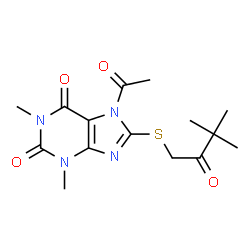 1H-Purine-2,6-dione,7-acetyl-8-[(3,3-dimethyl-2-oxobutyl)thio]-3,7-dihydro-1,3-dimethyl- picture