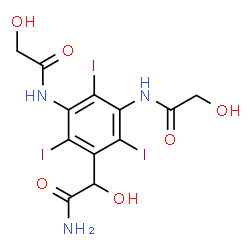 Benzeneacetamide,-alpha--hydroxy-3,5-bis[(hydroxyacetyl)amino]-2,4,6-triiodo- (9CI) Structure