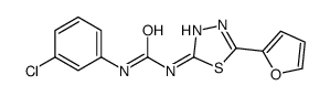 1-(3-Chlorophenyl)-3-[5-(2-furyl)-1,3,4-thiadiazol-2-yl]ure结构式