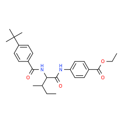 Benzoic acid, 4-[[2-[[4-(1,1-dimethylethyl)benzoyl]amino]-3-methyl-1-oxopentyl]amino]-, ethyl ester (9CI) Structure