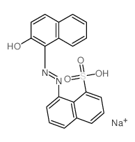 8-[(2E)-2-(2-oxonaphthalen-1-ylidene)hydrazinyl]naphthalene-1-sulfonic acid structure