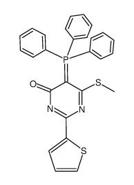 6-Methylsulfanyl-2-thiophen-2-yl-5-(triphenyl-λ5-phosphanylidene)-5H-pyrimidin-4-one结构式