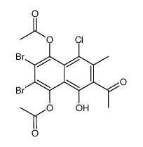 5,8-Diacetoxy-2-acetyl-6,7-dibrom-4-chlor-3-methyl-1-naphthol结构式