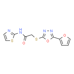 2-((5-(furan-2-yl)-1,3,4-oxadiazol-2-yl)thio)-N-(thiazol-2-yl)acetamide structure