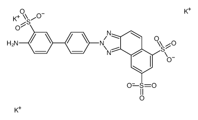 tripotassium,2-[4-(4-amino-3-sulfonatophenyl)phenyl]benzo[e]benzotriazole-6,8-disulfonate结构式